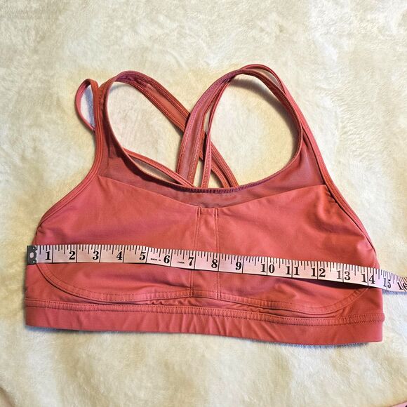 Lululemon Energy Bra Cross Back Medium Support Poppy Coral Pink Size 10 Run Yoga - Picture 8 of 10